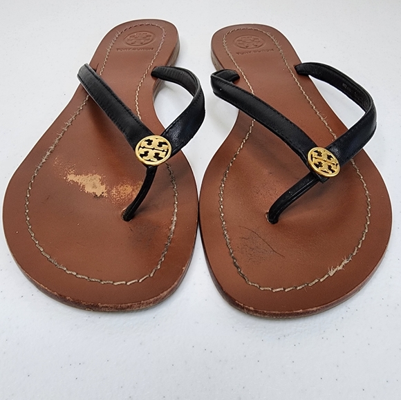Tory Burch Terra Thong Sandals Black Size 9 - Picture 2 of 13